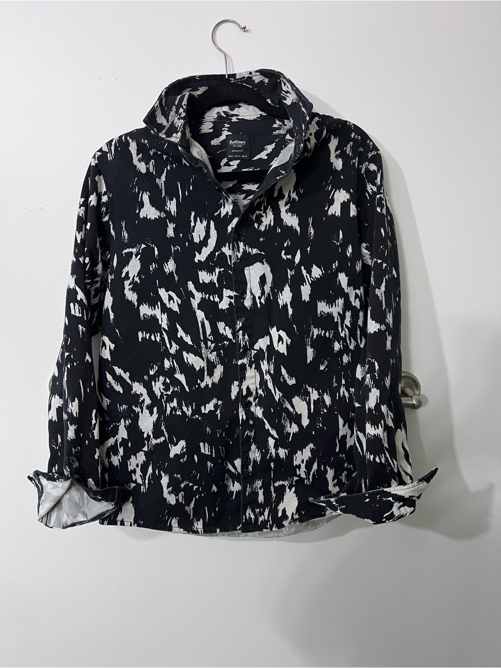 Urban Outfitters Black and White Abstract Print Button-Down Shirt